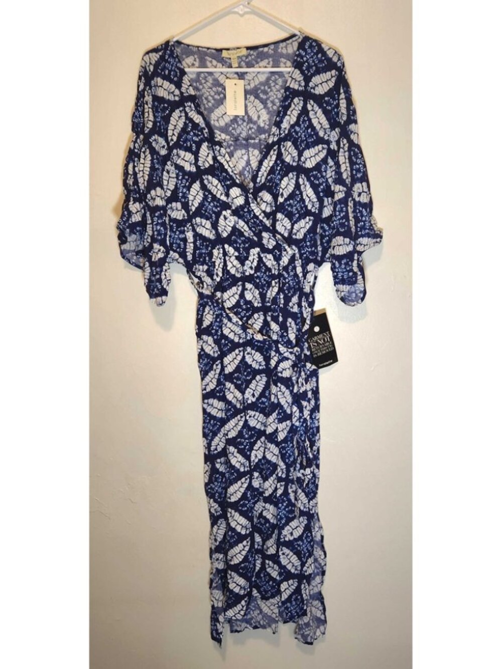 Loralette Blue & White Wrap Dress Size 14/16 NWT Boho Floral Midi